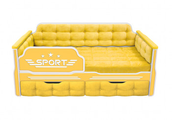 Кровать 160 серии Спорт 2 ящика 74 Жёлтый (мягкие боковые накладки) в Мохнатом Логу - mohnatyj-log.mebel54.com | фото