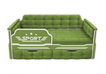 Кровать 160 серии Спорт 2 ящика 76 Зелёный (мягкие боковые накладки) в Мохнатом Логу - mohnatyj-log.mebel54.com | фото