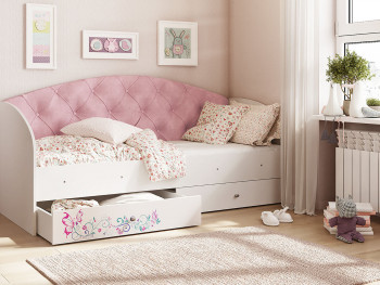Кровать детская Эльза Белый/Розовый в Мохнатом Логу - mohnatyj-log.mebel54.com | фото