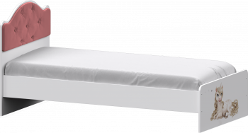 Кровать Каспер с мягкой спинкой и фотопечатью (800х1900)Белый/Светло-розовый в Мохнатом Логу - mohnatyj-log.mebel54.com | фото