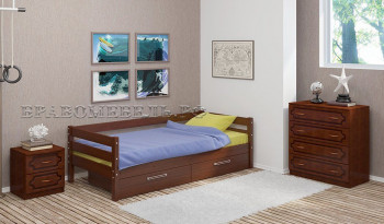 Кровать одинарная ГЛОРИЯ из массива сосны  900*2000 (Орех) в Мохнатом Логу - mohnatyj-log.mebel54.com | фото