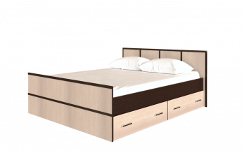 Кровать Сакура с настилом и ящиками 1,6 (Венге/Лоредо) в Мохнатом Логу - mohnatyj-log.mebel54.com | фото