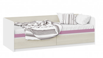 Кровать «Сканди» с 2 ящиками Дуб Гарден/Белый/Лиловый в Мохнатом Логу - mohnatyj-log.mebel54.com | фото