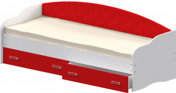 Кровать Софа-7 с мягкой спинкой (800х1900) Белый/Красный в Мохнатом Логу - mohnatyj-log.mebel54.com | фото