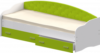 Кровать Софа-7 с мягкой спинкой (800х1900) Белый/Лайм в Мохнатом Логу - mohnatyj-log.mebel54.com | фото