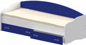 Кровать Софа-7 с мягкой спинкой (800х1900) Белый/Синий в Мохнатом Логу - mohnatyj-log.mebel54.com | фото