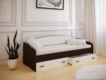 Кровать Софа-8 с мягкой спинкой (900х1900) Венге/ Белый в Мохнатом Логу - mohnatyj-log.mebel54.com | фото