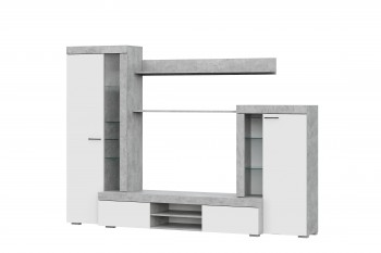Мебель для гостиной МГС 5 Цемент светлый / Белый в Мохнатом Логу - mohnatyj-log.mebel54.com | фото