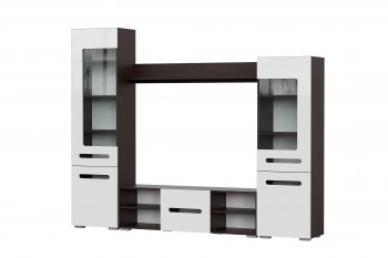 Мебель для гостиной МГС 6 (Исполнение 1/Венге/Белый глянец) в Мохнатом Логу - mohnatyj-log.mebel54.com | фото