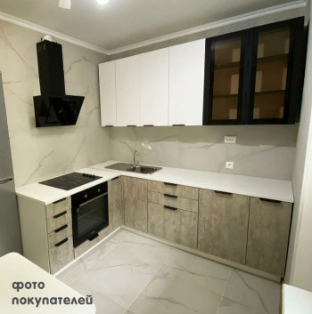 Модульная кухня Норд 1,6 м (Софт даймонд/Камень беж/Белый) в Мохнатом Логу - mohnatyj-log.mebel54.com | фото