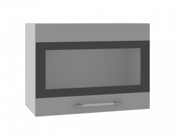 Норд ШВГС 600 Шкаф верхний горизонтальный со стеклом (Софт черный/корпус Белый) в Мохнатом Логу - mohnatyj-log.mebel54.com | фото