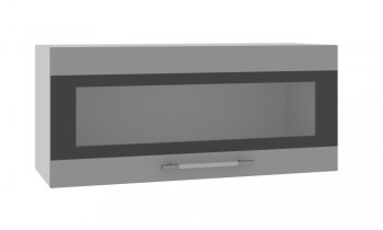 Норд ШВГС 800 Шкаф верхний горизонтальный со стеклом (Софт черный/корпус Белый) в Мохнатом Логу - mohnatyj-log.mebel54.com | фото
