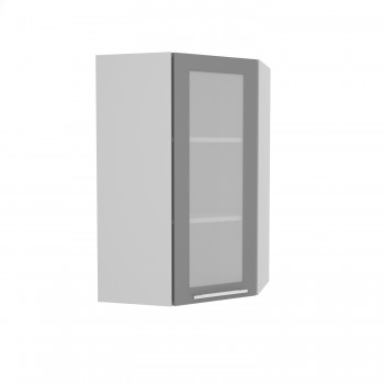 Норд ШВУС 600Н Шкаф верхний угловой (премьер) высокий (Софт черный/корпус Белый) в Мохнатом Логу - mohnatyj-log.mebel54.com | фото