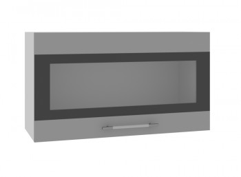 Ройс ВПГСФ 800 Шкаф верхний горизонтальный со стеклом с фотопечатью высокий (Графит софт/корпус Серый) в Мохнатом Логу - mohnatyj-log.mebel54.com | фото