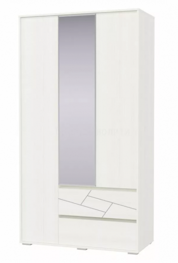 Шкаф 3-х дверный с ящиками Аделина 1200 Рамух белый в Мохнатом Логу - mohnatyj-log.mebel54.com | фото
