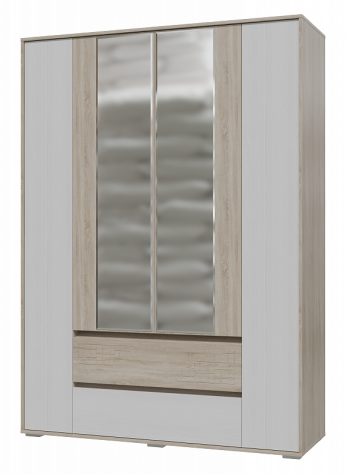 Шкаф 4-х дверный с ящиками Мальта 1600 Дуб сонома/Рамух белый в Мохнатом Логу - mohnatyj-log.mebel54.com | фото
