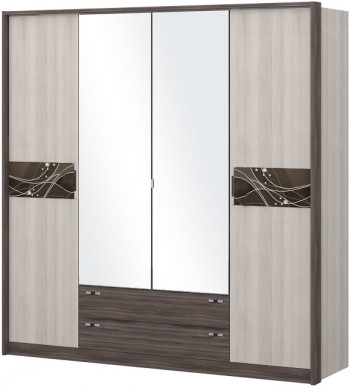 Шкаф четырехстворчатый с зеркалом Шк69.1 Николь в Мохнатом Логу - mohnatyj-log.mebel54.com | фото