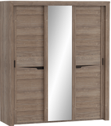 Шкаф трехдверный Соренто с раздвижными дверями Дуб стирлинг/Кофе структурный матовый в Мохнатом Логу - mohnatyj-log.mebel54.com | фото